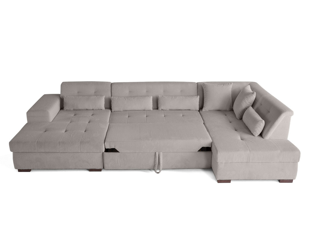 Canapé panoramique convertible Vermont 7 pl en velours côtelé - droit