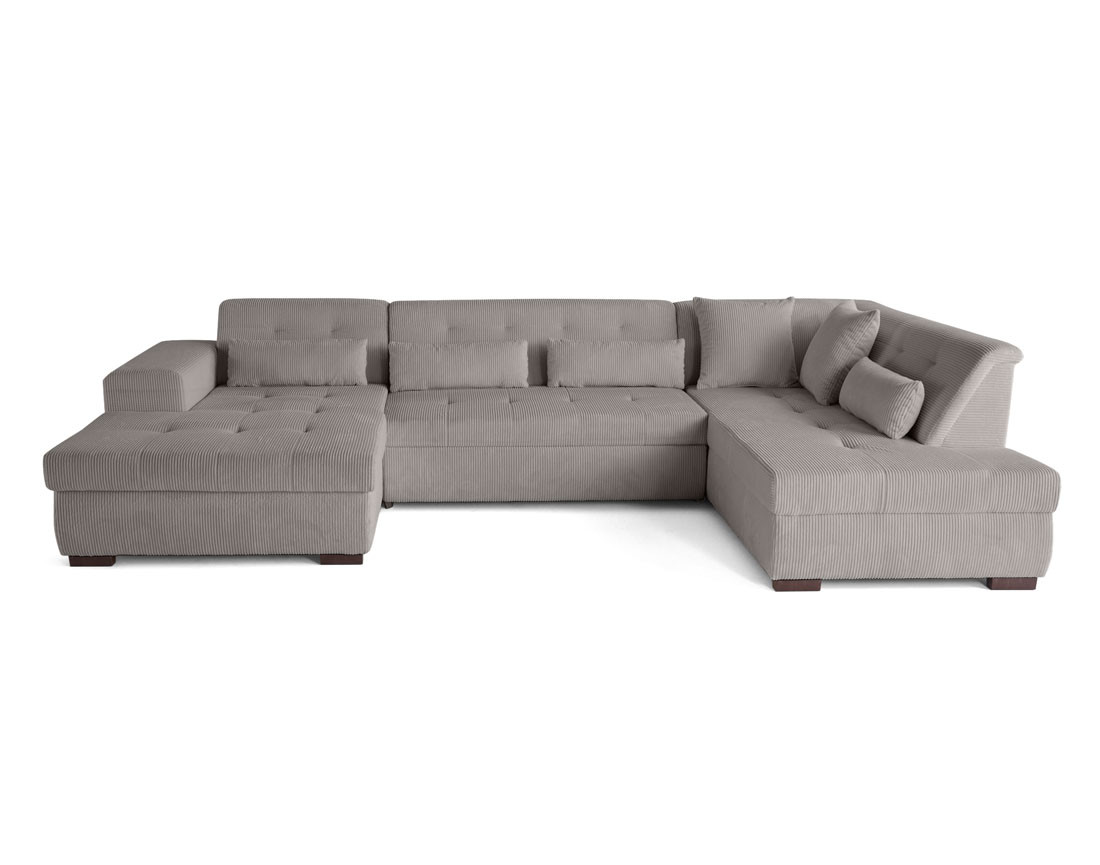 Canapé panoramique convertible Vermont 7 pl en velours côtelé - droit
