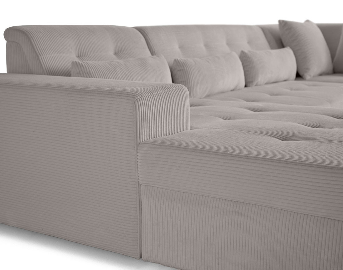 Canapé panoramique convertible Vermont 7 pl en velours côtelé - droit