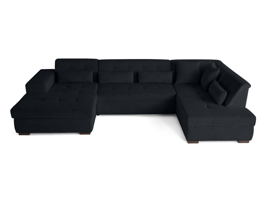 Canapé panoramique convertible Vermont 7 pl en velours côtelé - droit