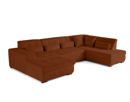 Canapé panoramique convertible Vermont 7 pl en velours côtelé - droit