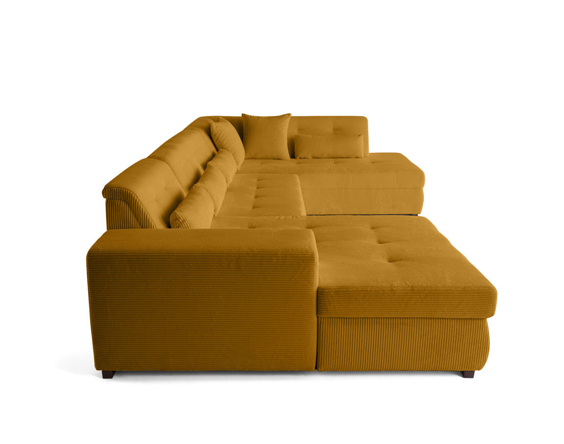 Canapé panoramique convertible Vermont 7 pl en velours côtelé - droit