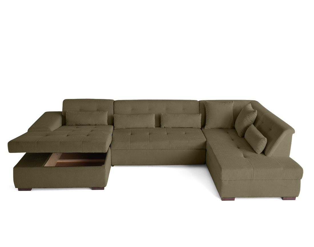Canapé panoramique convertible Vermont 7 pl en velours côtelé - droit