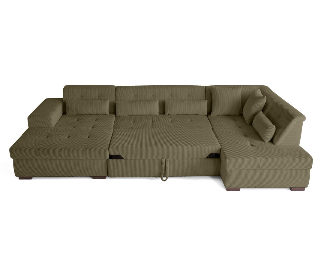 Canapé panoramique convertible Vermont 7 pl en velours côtelé - droit