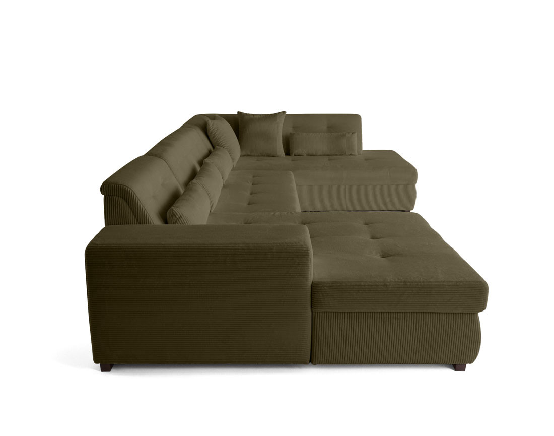 Canapé panoramique convertible Vermont 7 pl en velours côtelé - droit