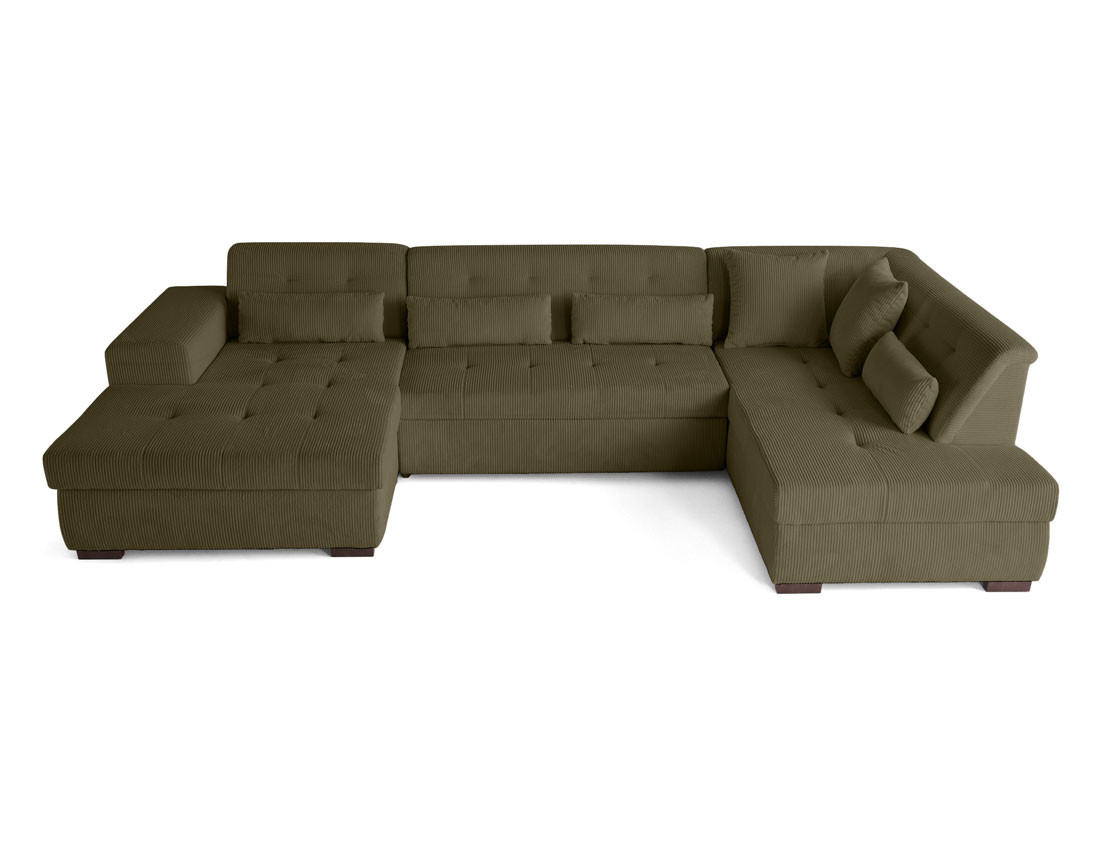 Canapé panoramique convertible Vermont 7 pl en velours côtelé - droit
