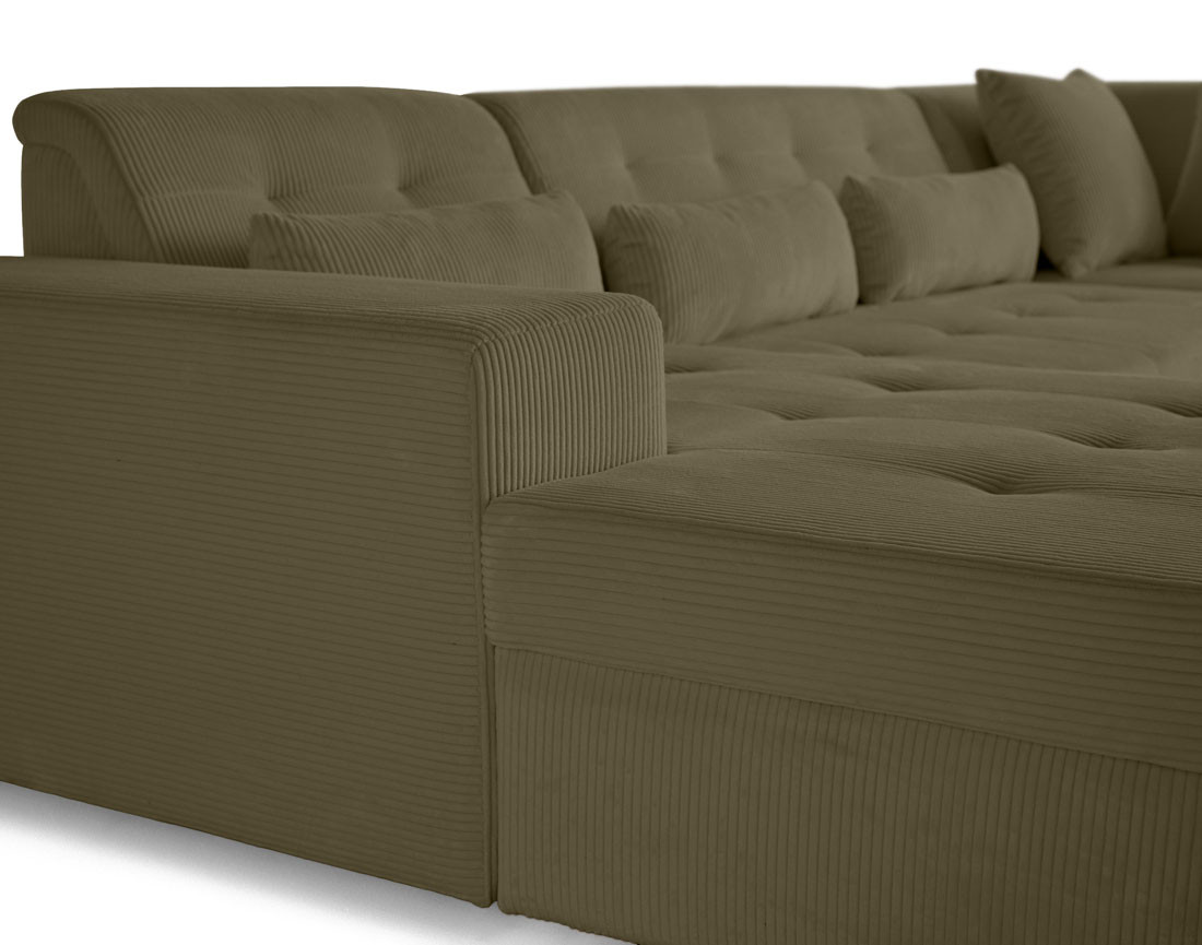 Canapé panoramique convertible Vermont 7 pl en velours côtelé - droit