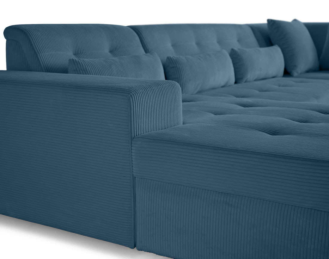 Canapé panoramique convertible Vermont 7 pl en velours côtelé - droit