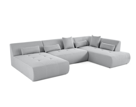 Canapé panoramique d'angle droit 7 places en tissu mailles 3D Onyx