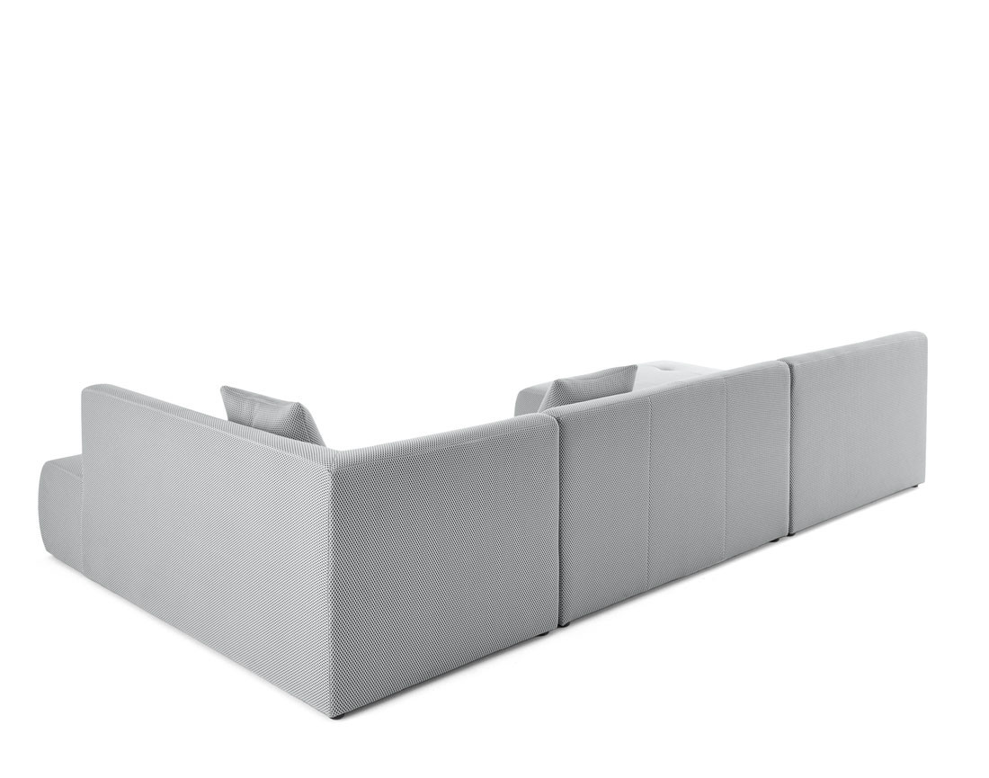 Canapé panoramique d'angle droit 7 places en tissu mailles 3D Onyx