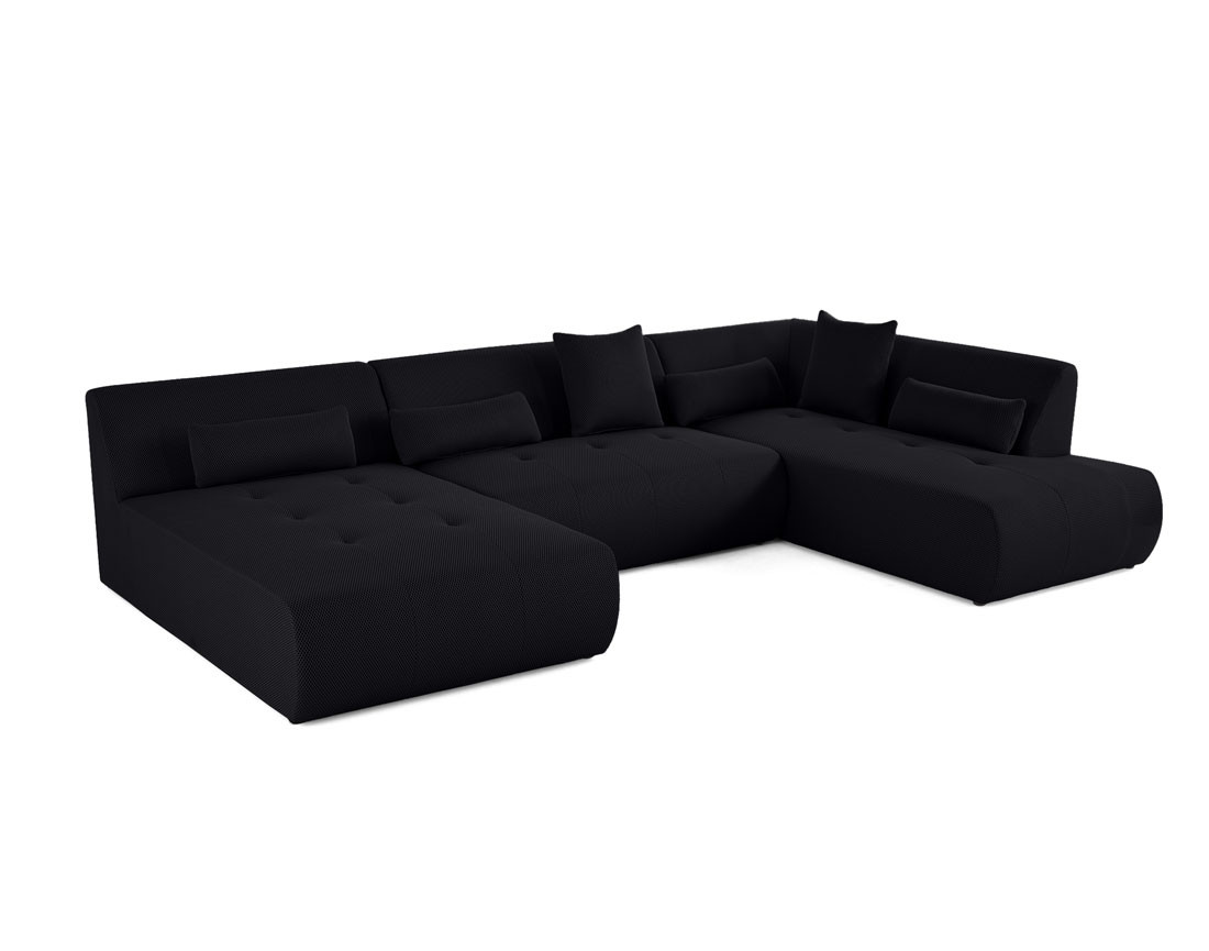 Canapé panoramique d'angle droit 7 places en tissu mailles 3D Onyx