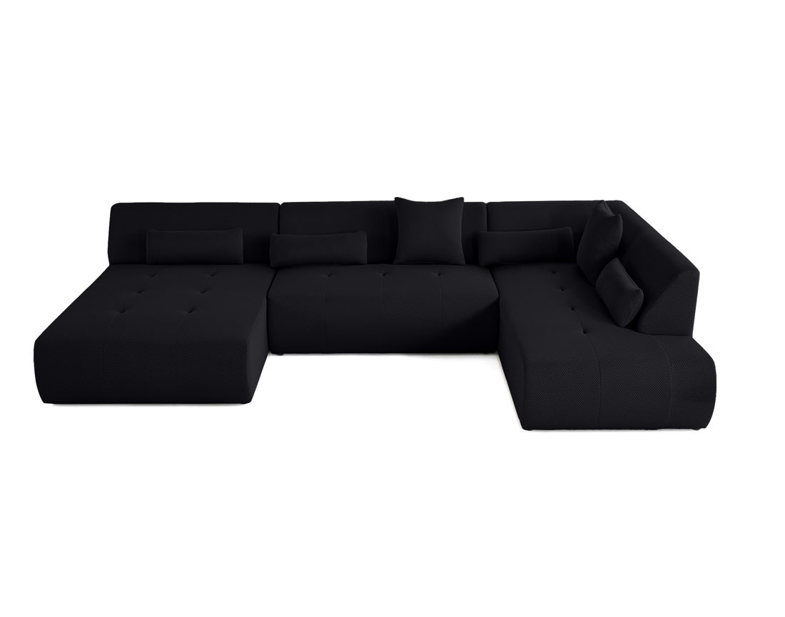 Canapé panoramique d'angle droit 7 places en tissu mailles 3D Onyx