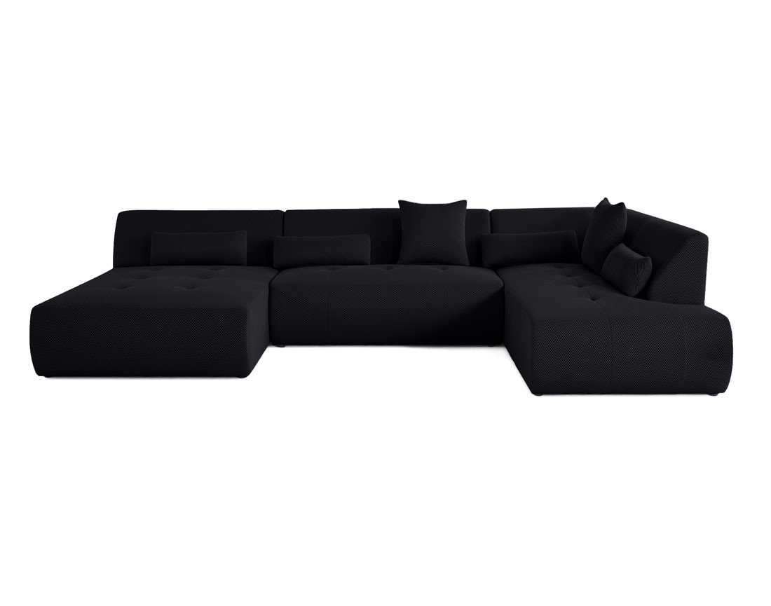 Canapé panoramique d'angle droit 7 places en tissu mailles 3D Onyx