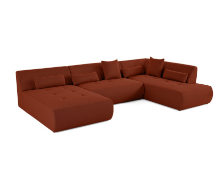 Canapé panoramique d'angle droit 7 places en tissu mailles 3D Onyx