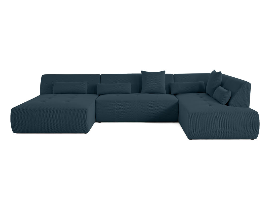 Canapé panoramique d'angle droit 7 places en tissu mailles 3D Onyx