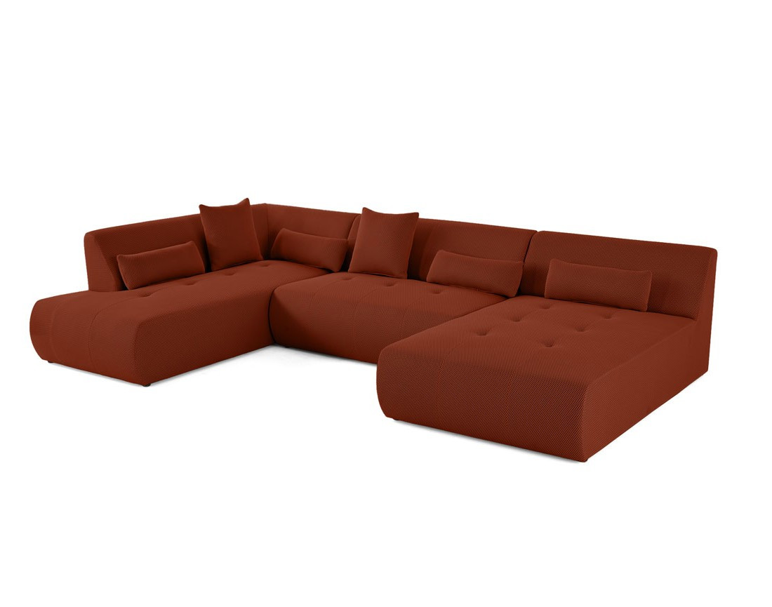 Canapé panoramique d'angle gauche 7 places en tissu mailles 3D Onyx