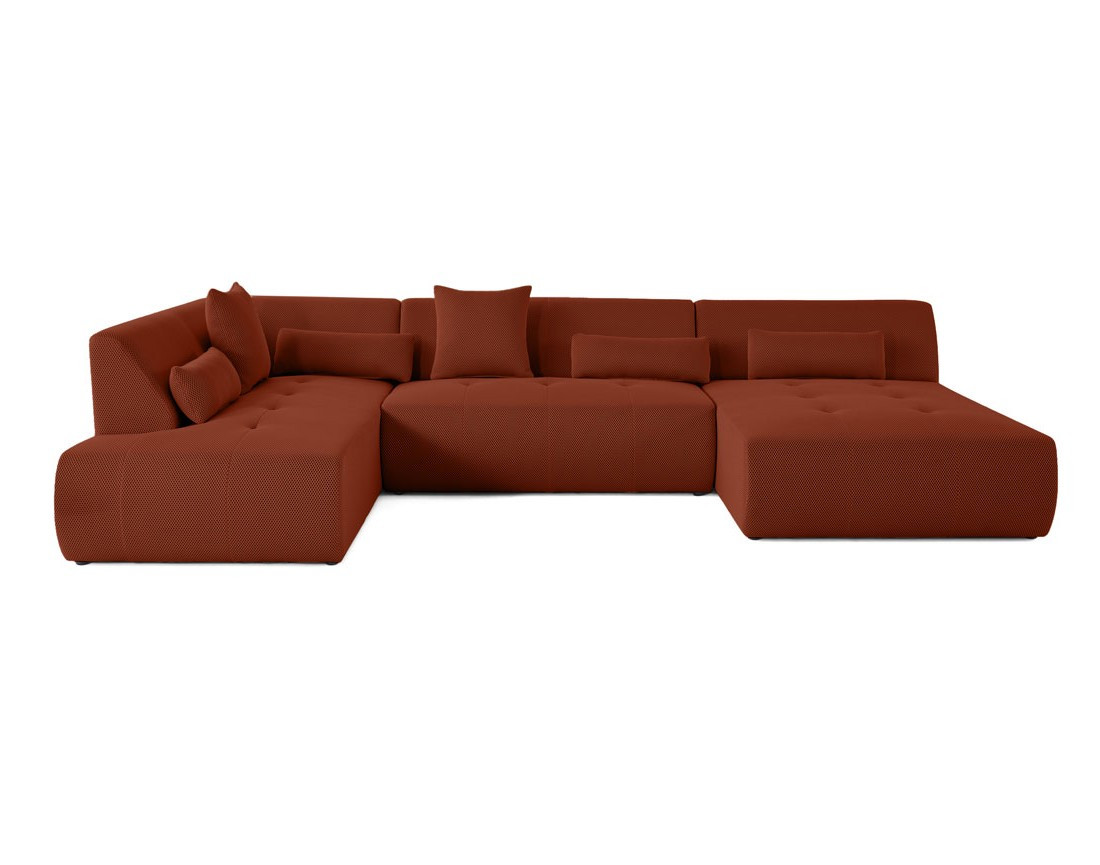 Canapé panoramique d'angle gauche 7 places en tissu mailles 3D Onyx