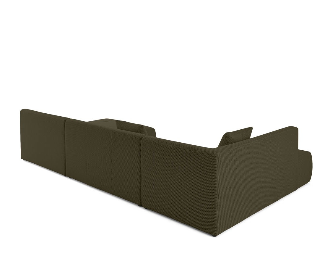 Canapé panoramique d'angle gauche 7 places en tissu mailles 3D Onyx
