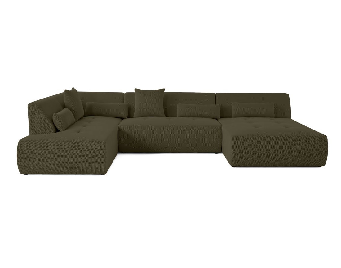 Canapé panoramique d'angle gauche 7 places en tissu mailles 3D Onyx