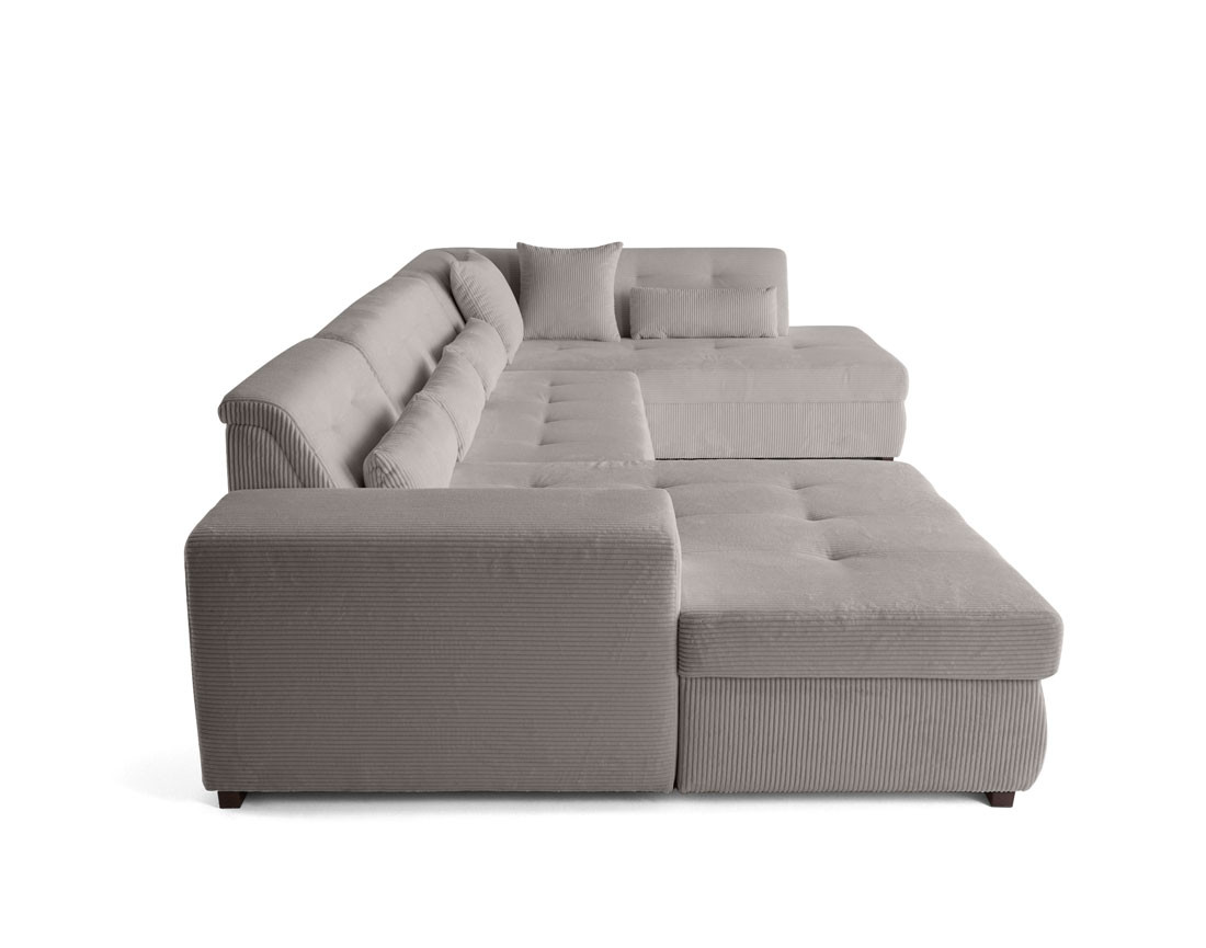 Canapé panoramique d'angle droit 7 places en velours côtelé Vermont