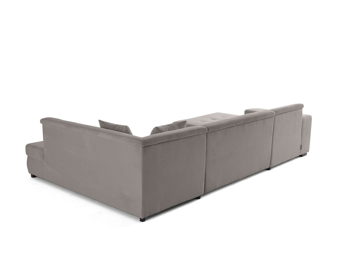 Canapé panoramique d'angle droit 7 places en velours côtelé Vermont