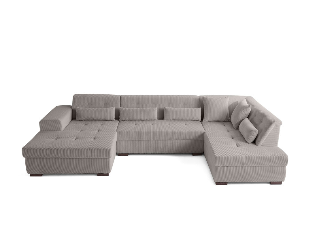 Canapé panoramique d'angle droit 7 places en velours côtelé Vermont