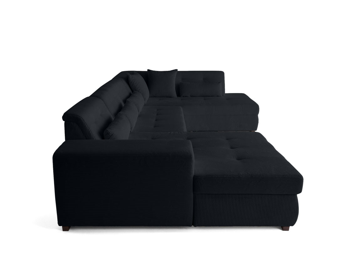 Canapé panoramique d'angle droit 7 places en velours côtelé Vermont