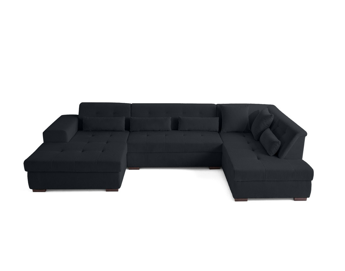 Canapé panoramique d'angle droit 7 places en velours côtelé Vermont