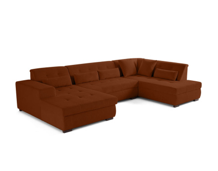 Canapé panoramique d'angle droit 7 places en velours côtelé Vermont
