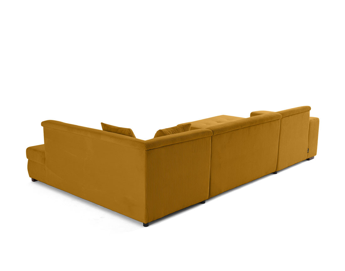 Canapé panoramique d'angle droit 7 places en velours côtelé Vermont