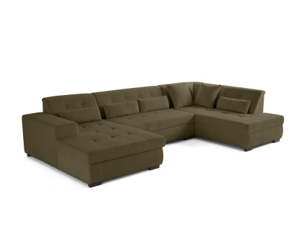 Canapé panoramique d'angle droit 7 places en velours côtelé Vermont