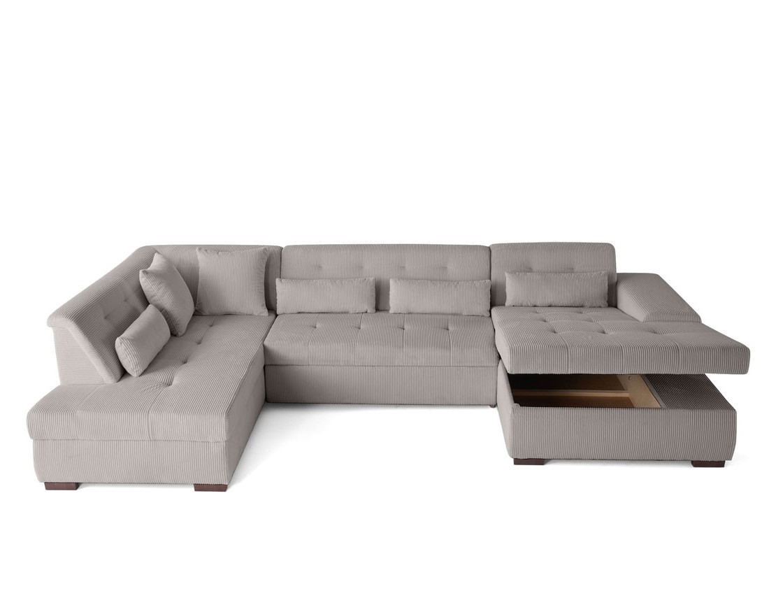 Canapé panoramique convertible Vermont 7 places en velours côtelé