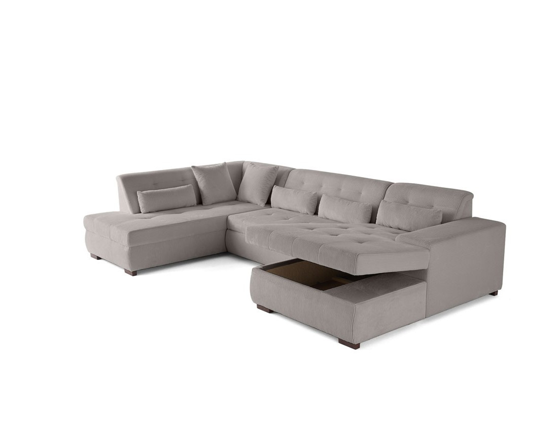 Canapé panoramique convertible Vermont 7 places en velours côtelé