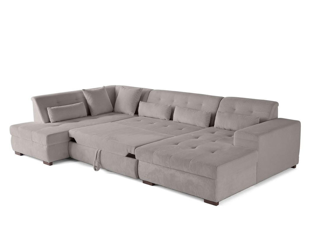 Canapé panoramique convertible Vermont 7 places en velours côtelé