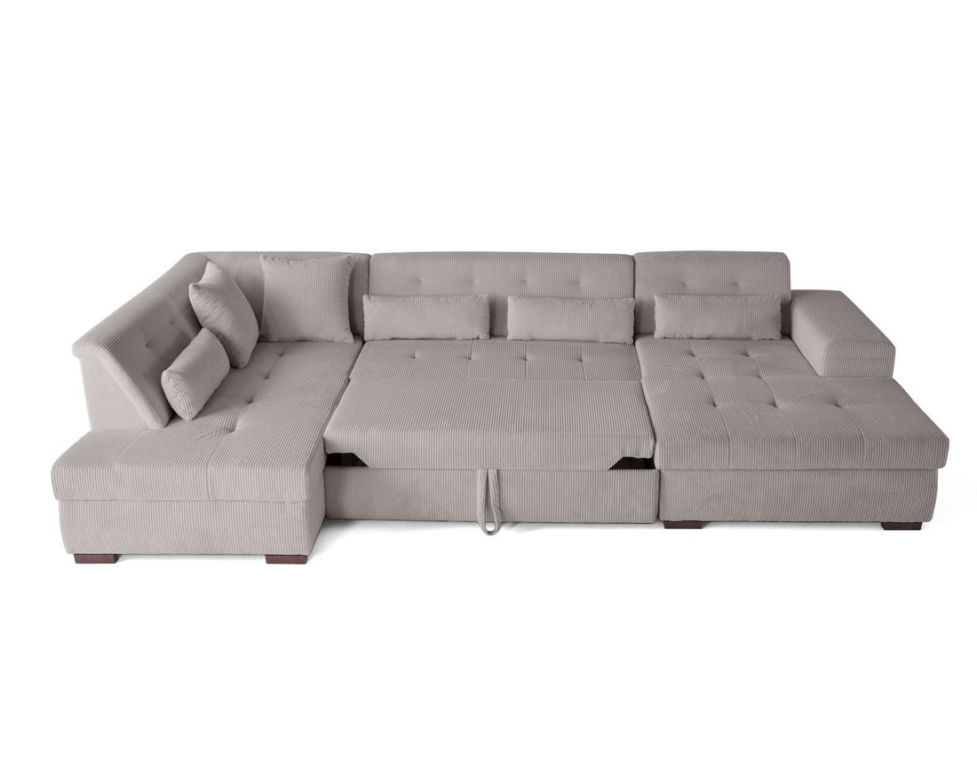 Canapé panoramique convertible Vermont 7 places en velours côtelé