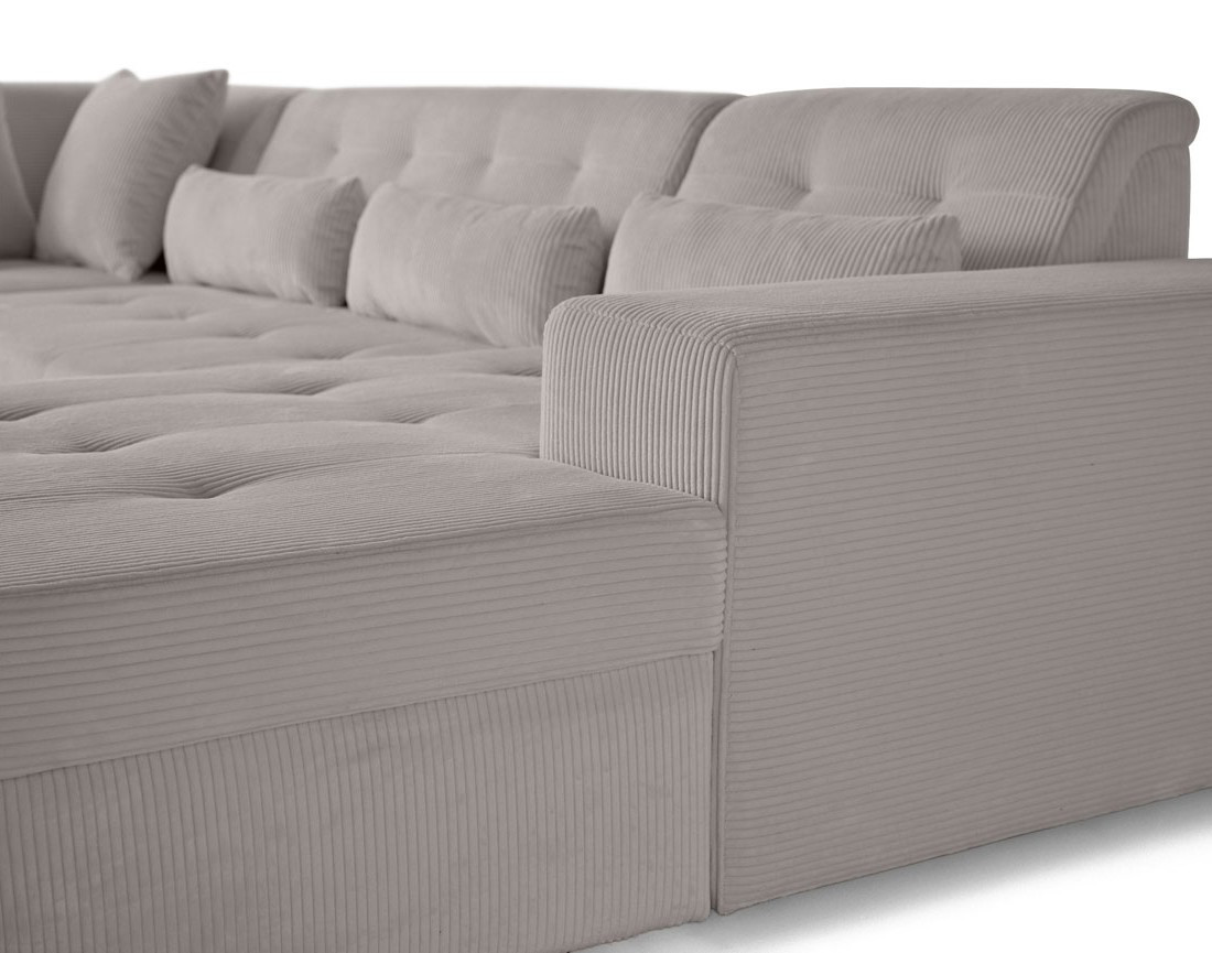 Canapé panoramique convertible Vermont 7 places en velours côtelé