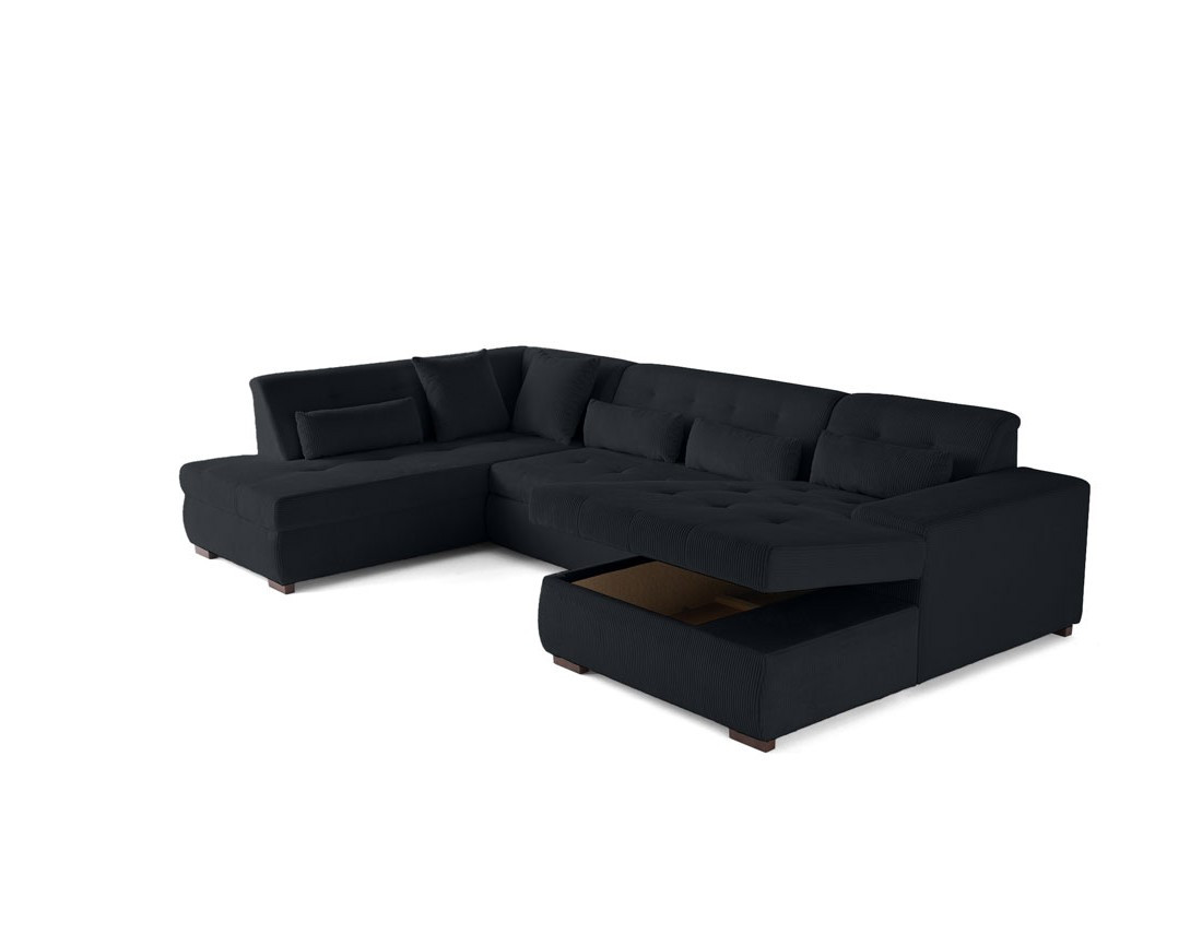 Canapé panoramique convertible Vermont 7 places en velours côtelé