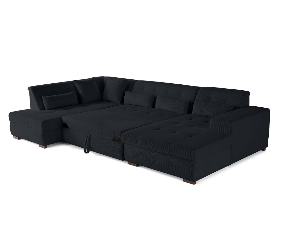 Canapé panoramique convertible Vermont 7 places en velours côtelé