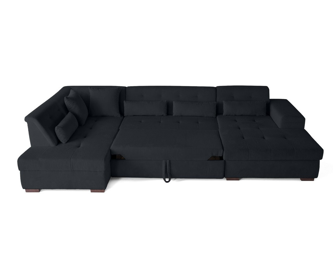 Canapé panoramique convertible Vermont 7 places en velours côtelé