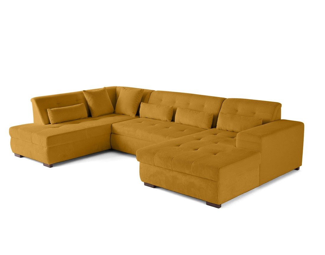 Canapé panoramique convertible Vermont 7 places en velours côtelé