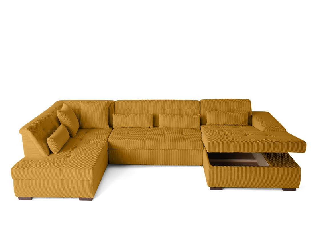 Canapé panoramique convertible Vermont 7 places en velours côtelé