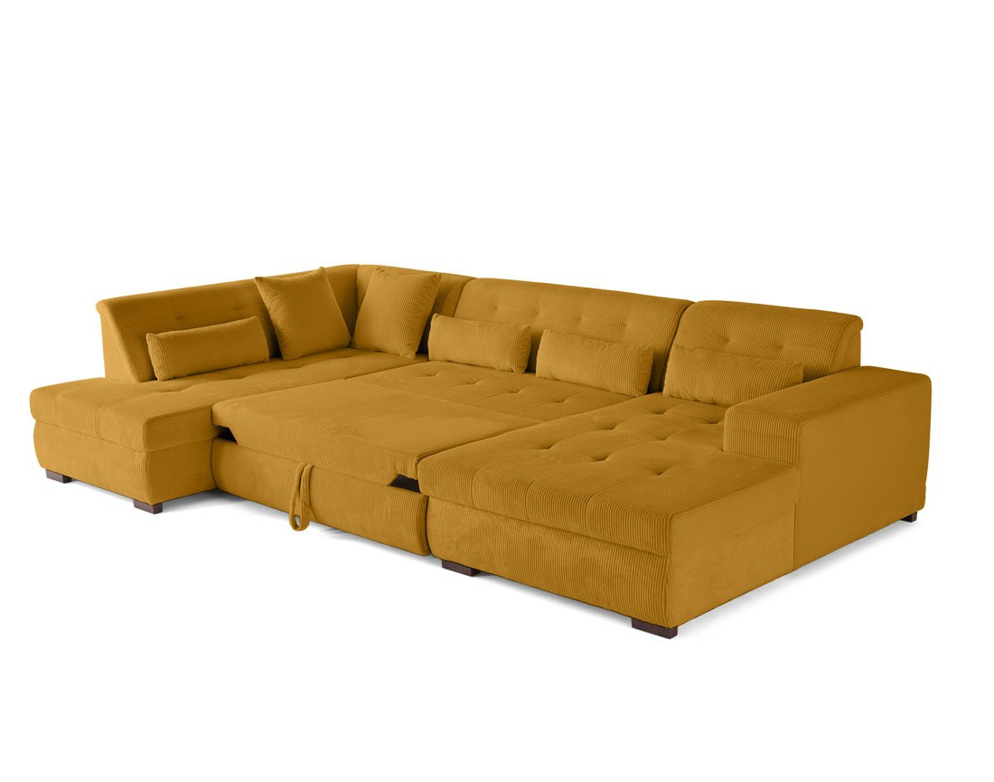 Canapé panoramique convertible Vermont 7 places en velours côtelé
