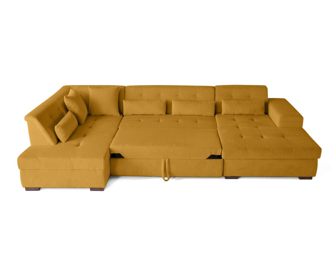 Canapé panoramique convertible Vermont 7 places en velours côtelé