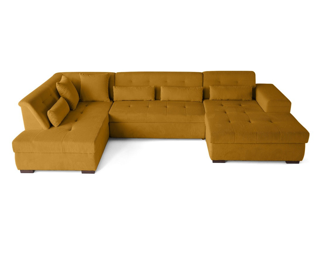 Canapé panoramique convertible Vermont 7 places en velours côtelé