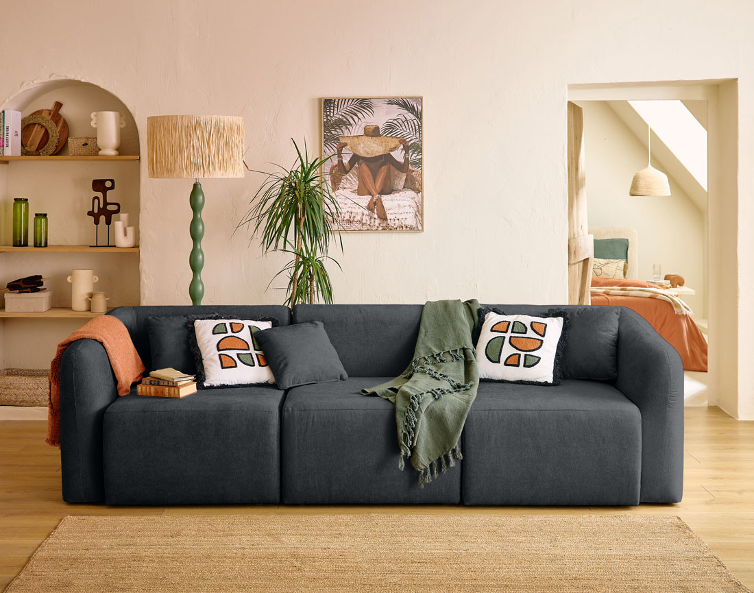 module d'assise d'angle droit en tissu Ikare