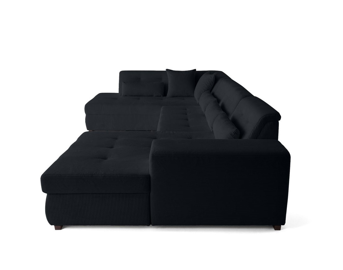 Canapé panoramique d'angle gauche 7 places en velours côtelé Vermont