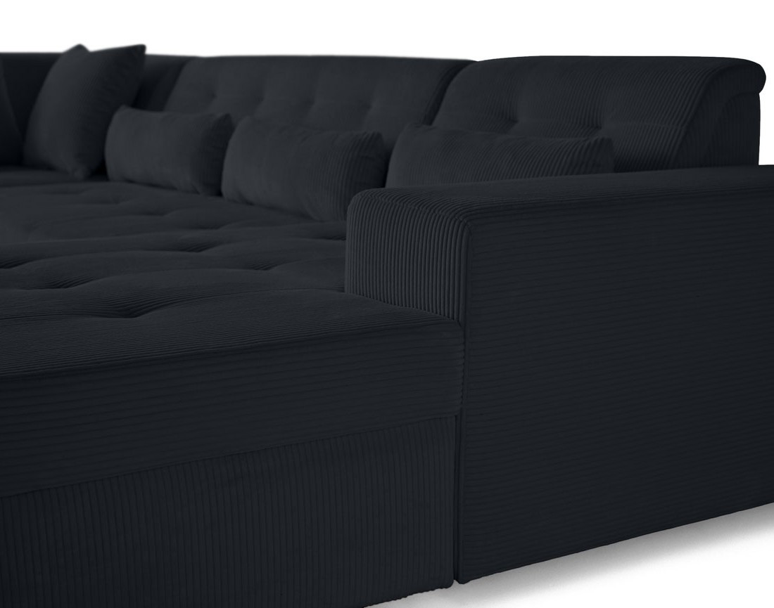 Canapé panoramique d'angle gauche 7 places en velours côtelé Vermont