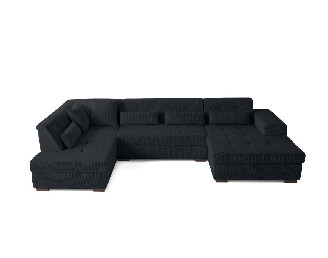 Canapé panoramique d'angle gauche 7 places en velours côtelé Vermont