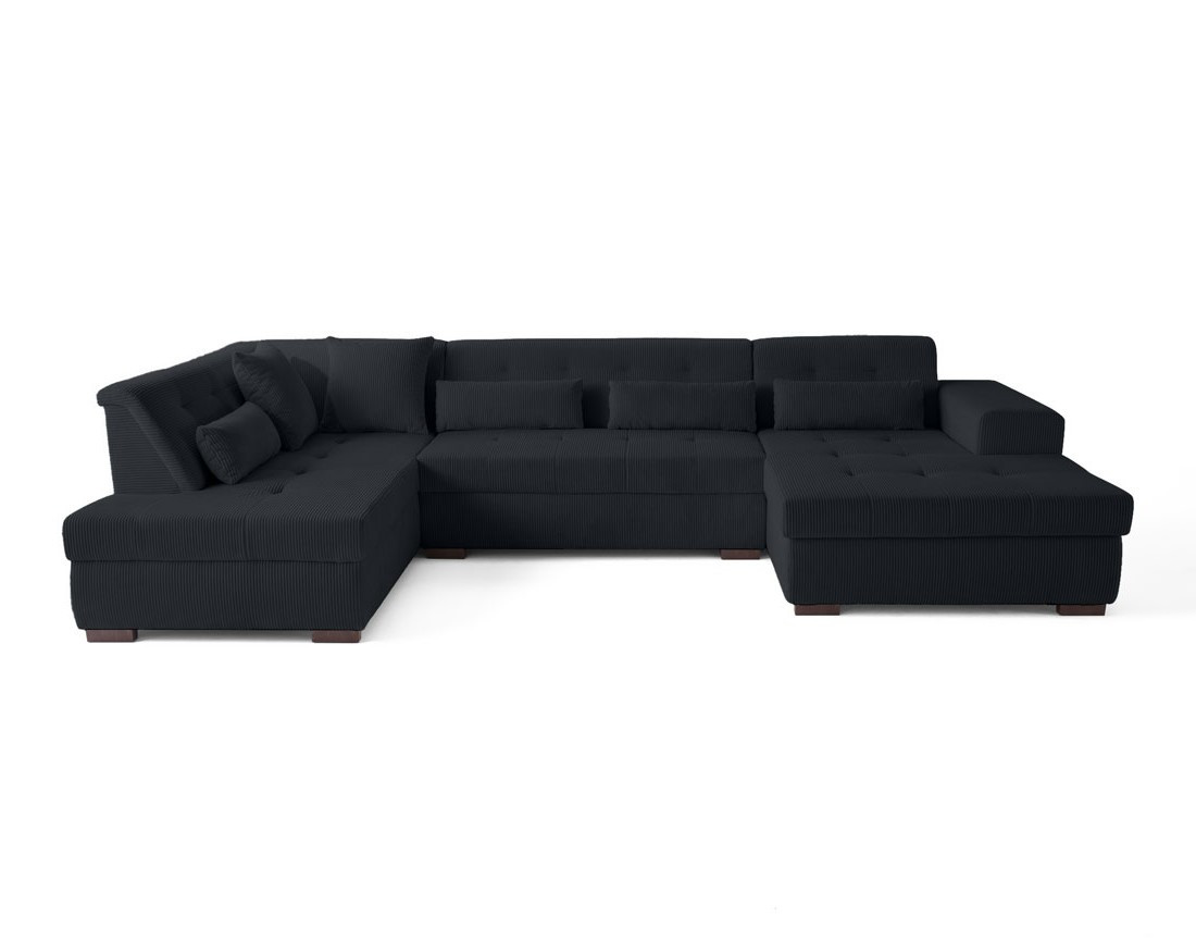 Canapé panoramique d'angle gauche 7 places en velours côtelé Vermont