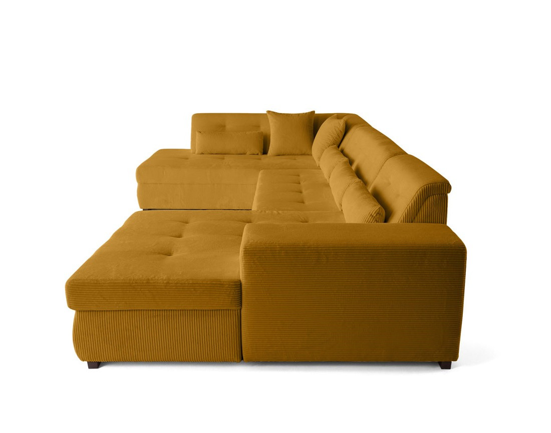 Canapé panoramique d'angle gauche 7 places en velours côtelé Vermont